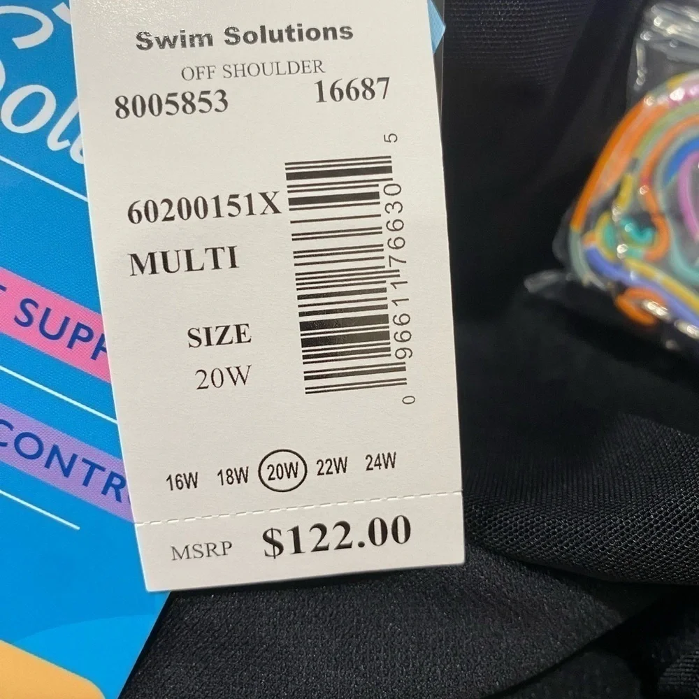 Swim Solutions Floral Off The Shoulder Ruffle One Piece Size 20W - Picture 4 of 6